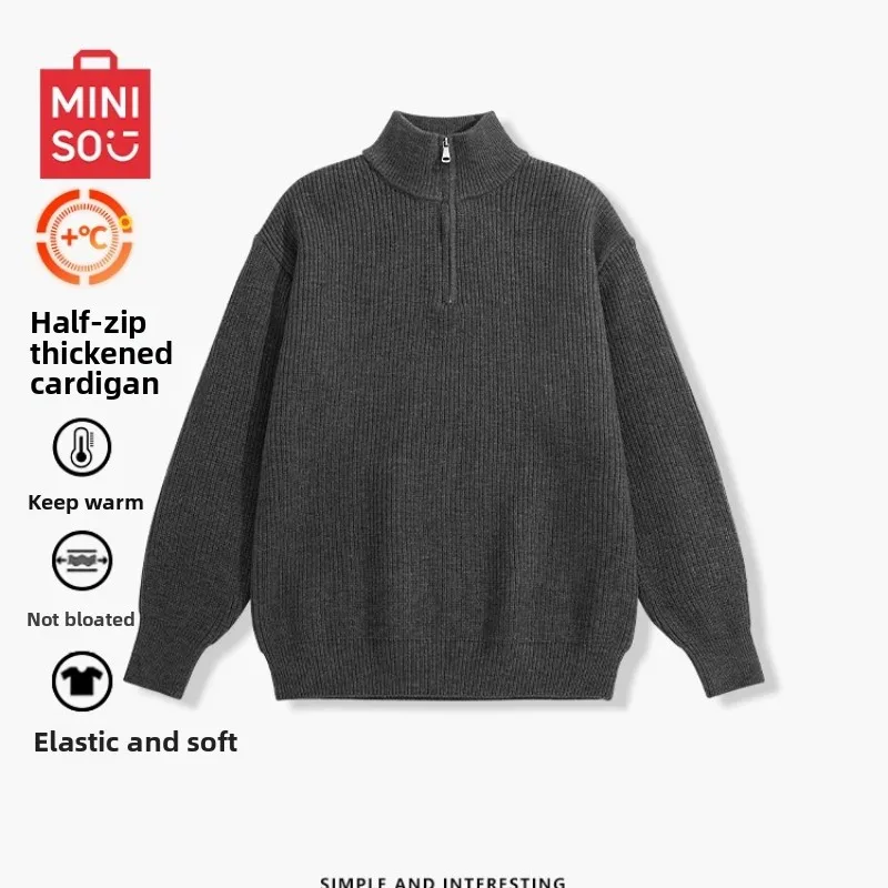 Miniso Men's Half-Zip Sweater, Fall Lazy Style Knitwear, Luxury Casual Jacket for Outdoor 
Miniso Men's Half-Zip Sweater, Fall Lazy Style Knitwear, Luxury Casual Jacket for Outdoor