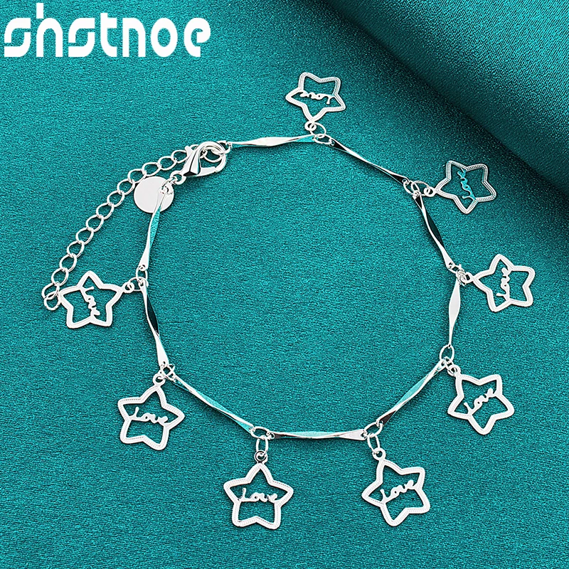 SHSTONE 925 Sterling Silver Star Link Chain Bracelets For Women Lady Party Christmas Engagement Wedding Fashion Charm Jewelry
SHSTONE 925 Sterling Silver Star Link Chain Bracelets For Women Lady Party Christmas Engagement Wedding Fashion Charm Jewelry