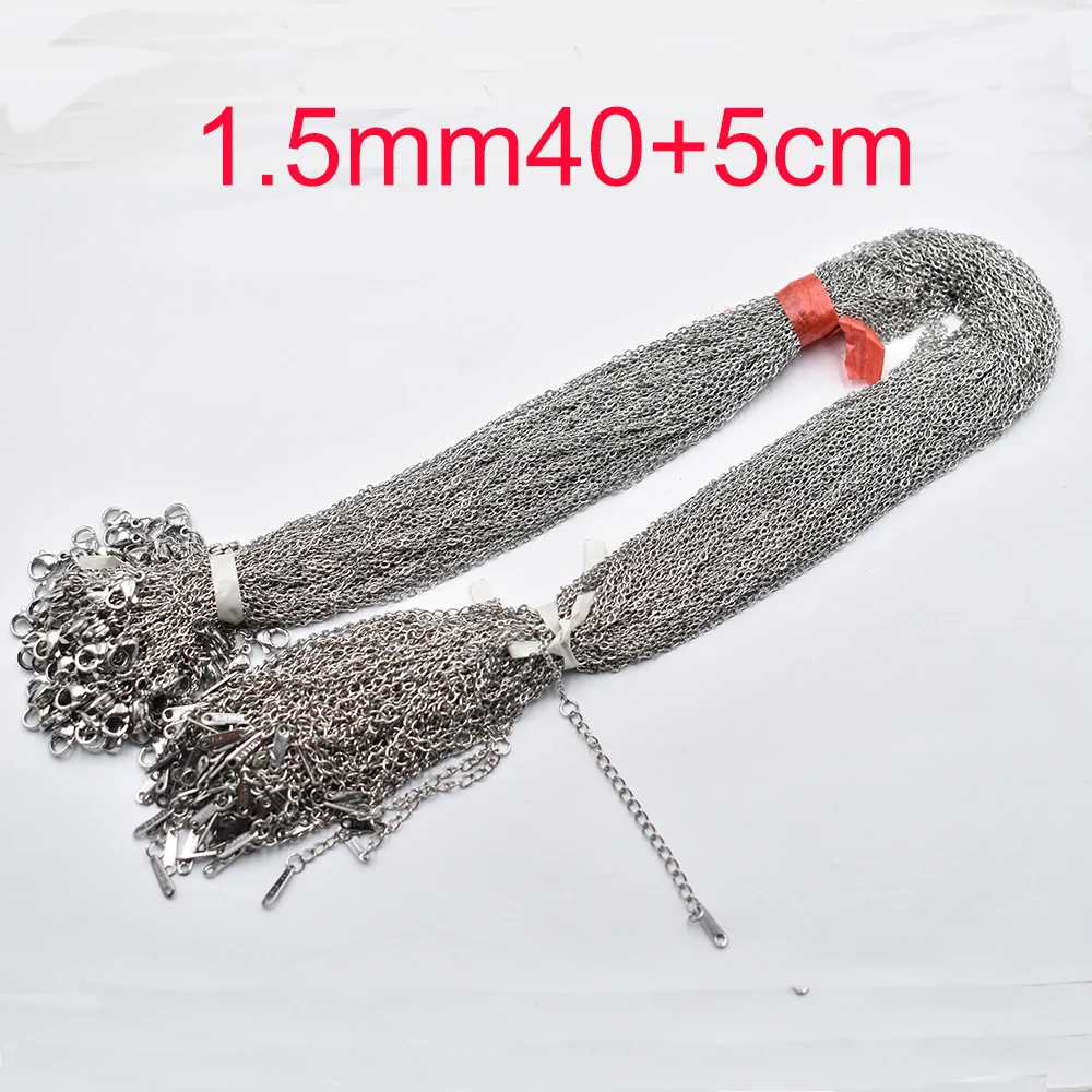 Wholesale 100pcs/lot 1.5mm 40+5cm stainless steel Necklace Rope stainless steel necklaces cuban Link chains women jewelries
Wholesale 100pcs/lot 1.5mm 40+5cm stainless steel Necklace Rope stainless steel necklaces cuban Link chains women jewelries
