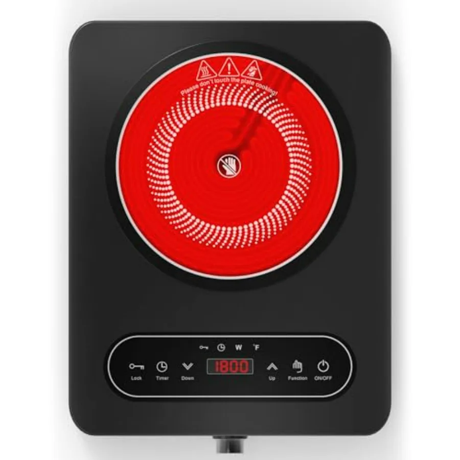 Single Burner Electric Cooktop 110V 1800W with LED Touch and Knob Controls 10 Power Levels 4-Hour Timer Safety Lock Overheat Pr
Single Burner Electric Cooktop 110V 1800W with LED Touch and Knob Controls 10 Power Levels 4-Hour Timer Safety Lock Overheat Pr