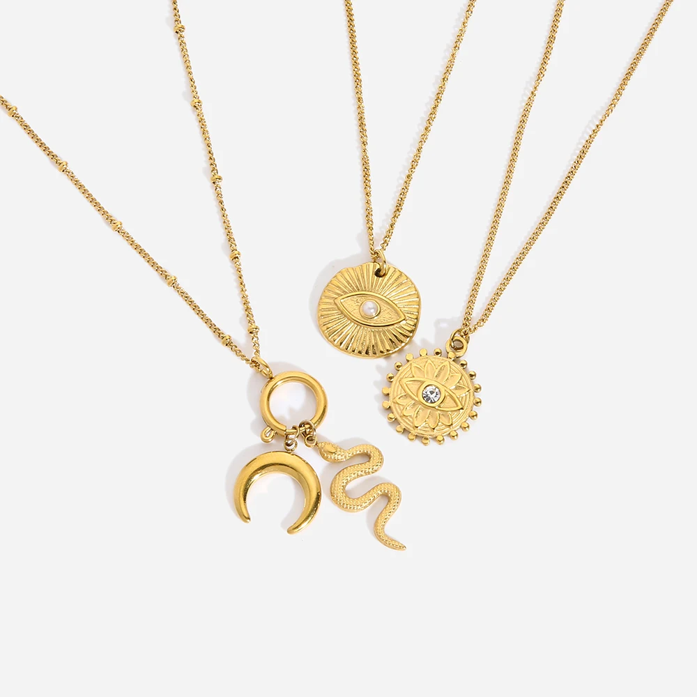2023 Stainless Steel Evil Eye Zirconium Snake Crescent Pendant Necklace For Women Vintage Irrgular Surface Necklace Collars Gift
2023 Stainless Steel Evil Eye Zirconium Snake Crescent Pendant Necklace For Women Vintage Irrgular Surface Necklace Collars Gift