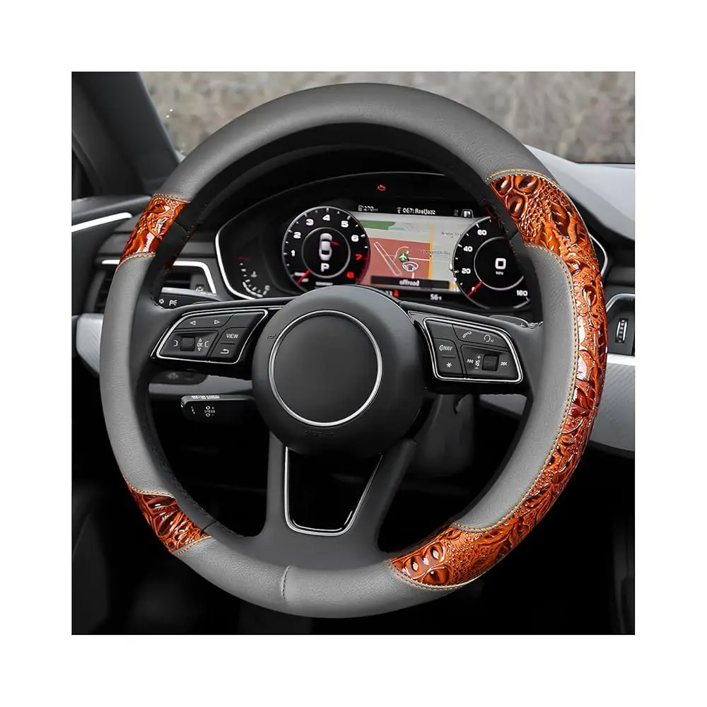 Leather Car Steering Wheel Cover, 15\ Crocodile Pattern Anti Slip Car Wheel Wrap with Rose Grain, Four Seasons Universal Auto
Leather Car Steering Wheel Cover, 15\ Crocodile Pattern Anti Slip Car Wheel Wrap with Rose Grain, Four Seasons Universal Auto