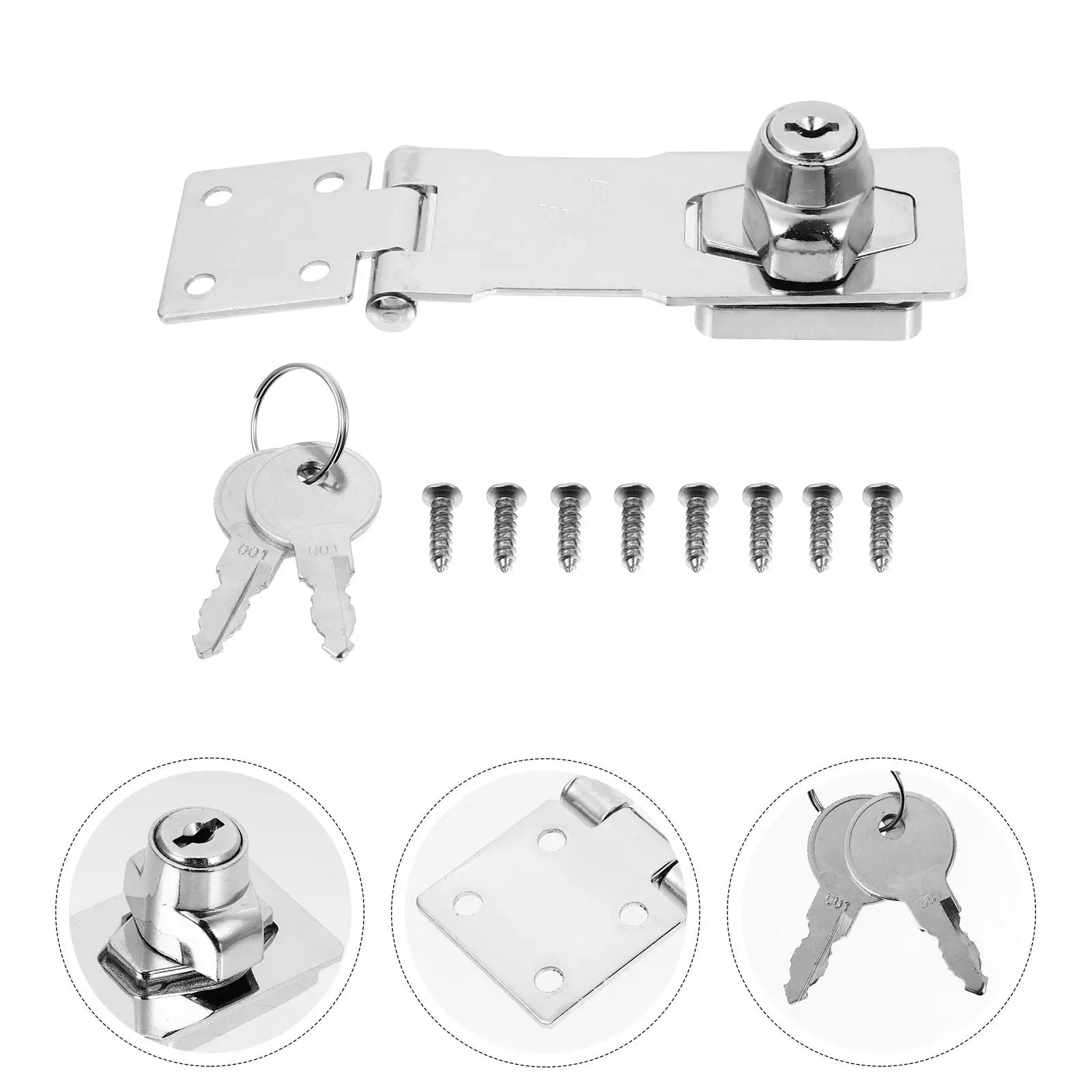 1Set Zinc Alloy Keyed Locking Hasp Door Latch Cabinet Trunk Box Security Lock for Wooden Doors Drawers Luggage Safety Gate
1Set Zinc Alloy Keyed Locking Hasp Door Latch Cabinet Trunk Box Security Lock for Wooden Doors Drawers Luggage Safety Gate