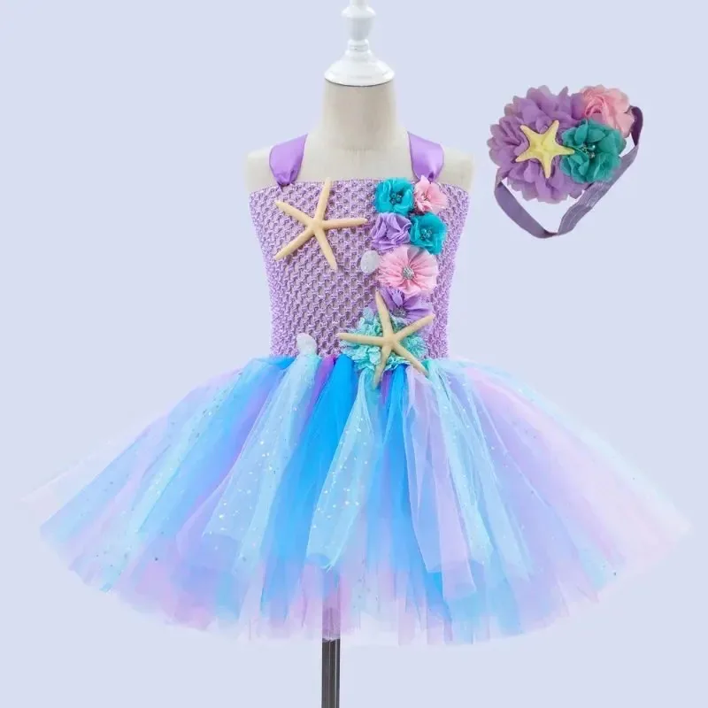 Girls Pastel Ariel Mermaid Tutu Dress The Sea Theme Party Costume with Flower Headband Ocean Flower Purple Birthday Dress
Girls Pastel Ariel Mermaid Tutu Dress The Sea Theme Party Costume with Flower Headband Ocean Flower Purple Birthday Dress