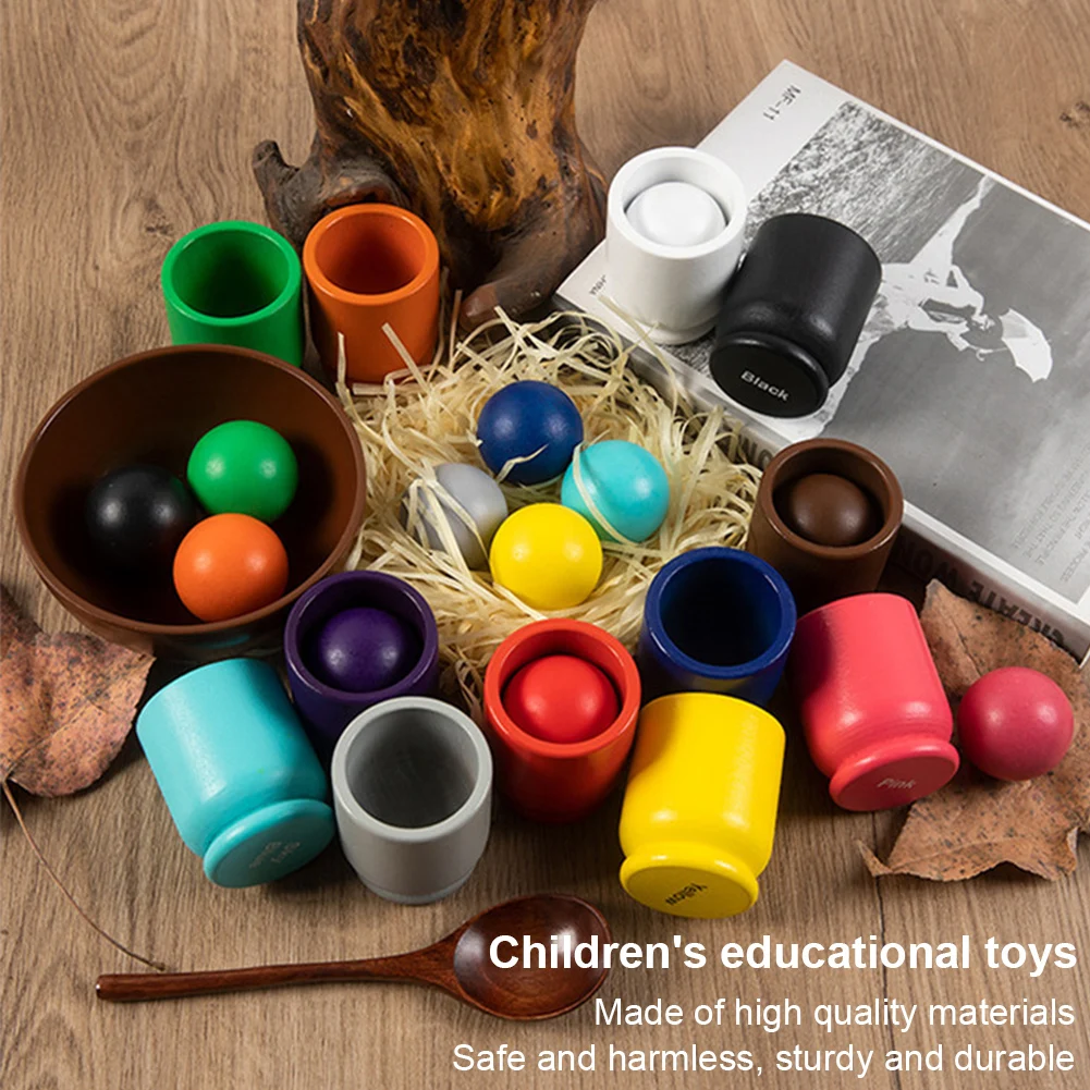 Rainbow Balls in Cups Wooden Color Sorting Toy with Cups/Balls/Bowl/Spoon Matching and Counting Toy for Kids 3 Years Old and Up
Rainbow Balls in Cups Wooden Color Sorting Toy with Cups/Balls/Bowl/Spoon Matching and Counting Toy for Kids 3 Years Old and Up
