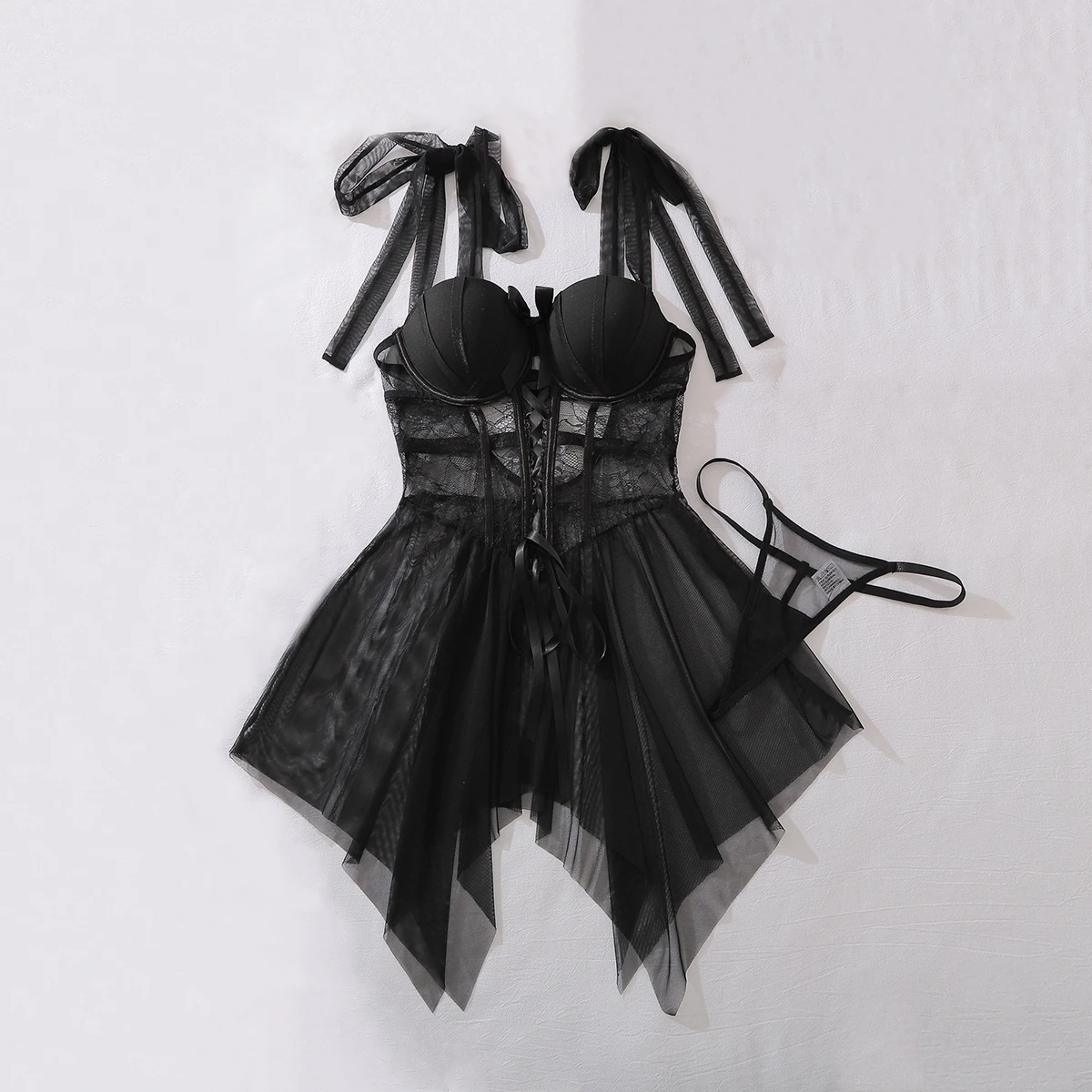 2026 French Palace Style Lace See Through Exotic Dresses Womens Sexy Bandage Black Mesh Waistband Slim Fit Dress With Thong Suit
2026 French Palace Style Lace See Through Exotic Dresses Womens Sexy Bandage Black Mesh Waistband Slim Fit Dress With Thong Suit