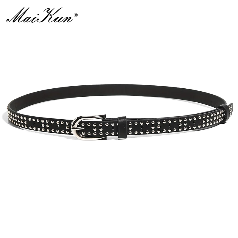Maikun New Fashion Punk Style Thin Women's Belt Silver Rivets Personality Female Unisex Belt
Maikun New Fashion Punk Style Thin Women's Belt Silver Rivets Personality Female Unisex Belt