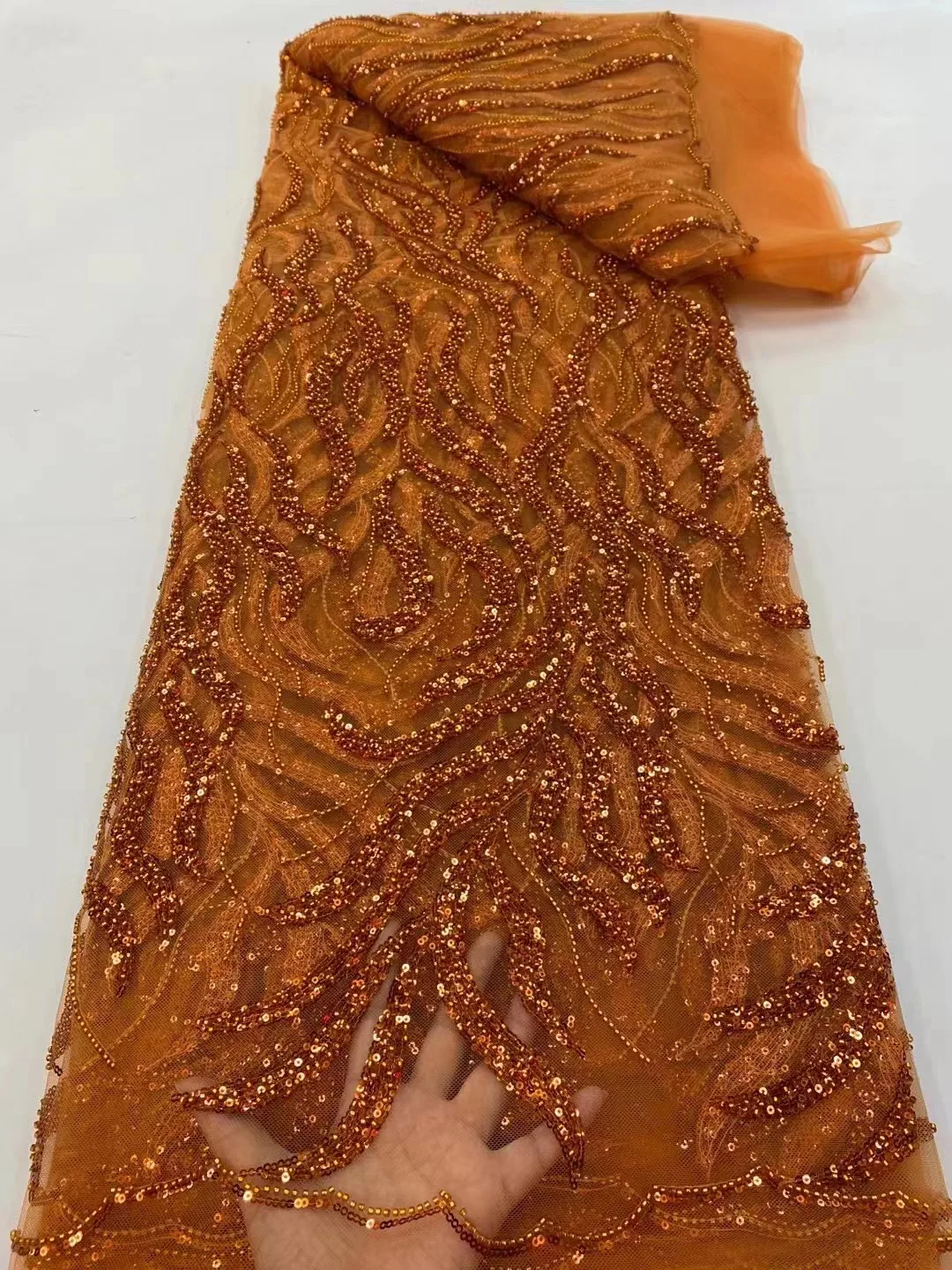 African Lace Fabric Orange Embroidery French Tulle Mesh Lace Luxury Sequin Beaded Nigeria Lace Fabric For Wedding Dress
African Lace Fabric Orange Embroidery French Tulle Mesh Lace Luxury Sequin Beaded Nigeria Lace Fabric For Wedding Dress