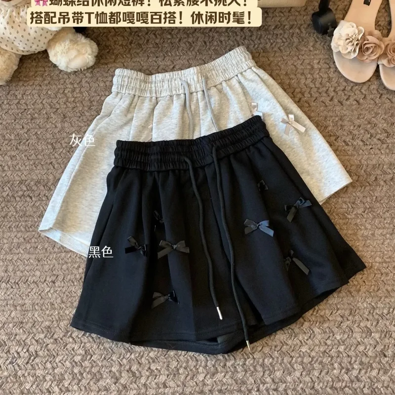 Шорты для женщин, летние повседневные брюки с эластичной резинкой на талии и черным бантом, спортивные штаны с высокой талией
Шорты для женщин, летние повседневные брюки с эластичной резинкой на талии и черным бантом, спортивные штаны с высокой талией