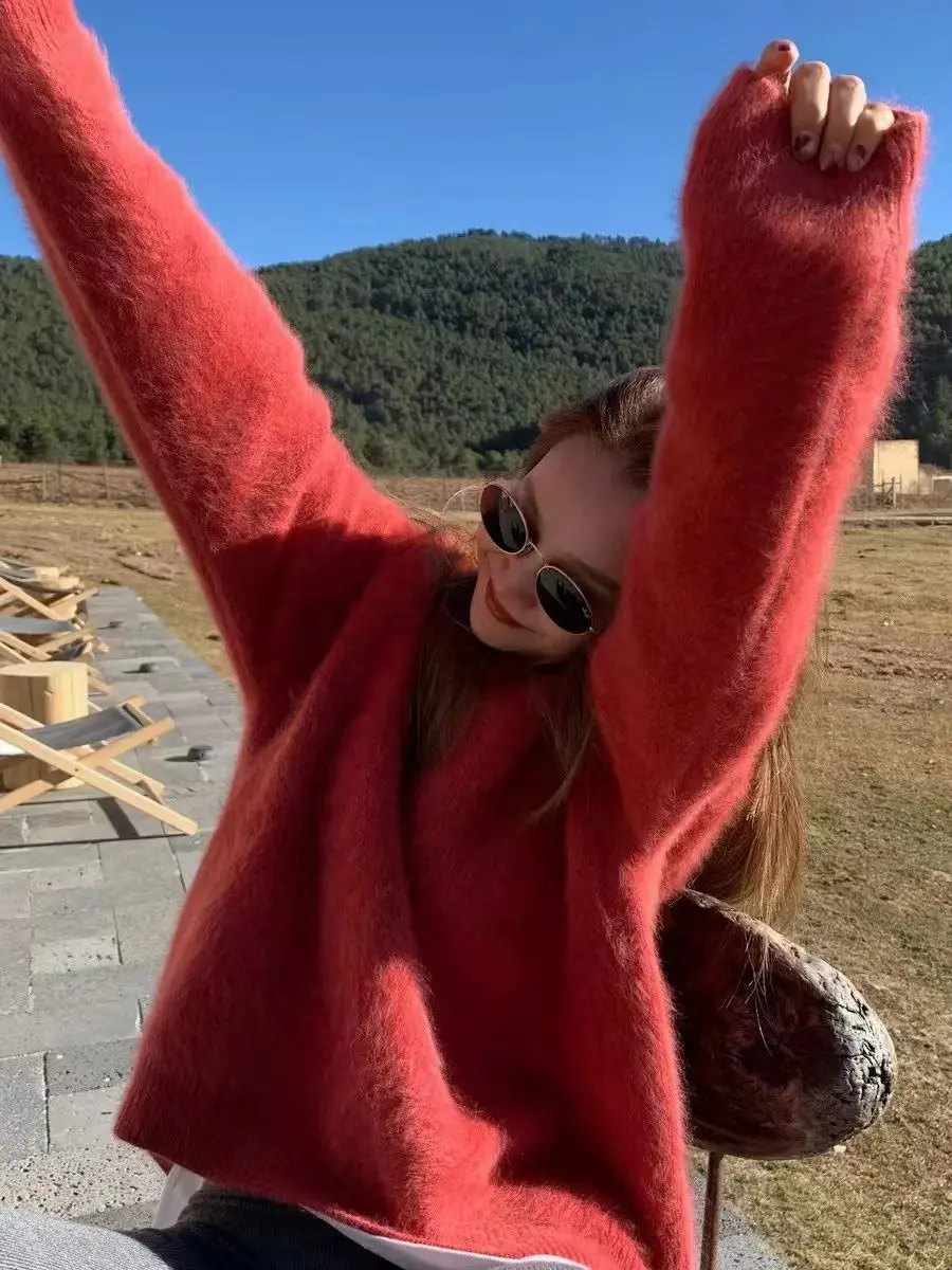 Hairy Knitted Sweater Women 2023 Autumn Winter Jumper Korean Faux Mink Cashmere Solid Casual Pullover Loose O-Neck Warm Q76
Hairy Knitted Sweater Women 2023 Autumn Winter Jumper Korean Faux Mink Cashmere Solid Casual Pullover Loose O-Neck Warm Q76