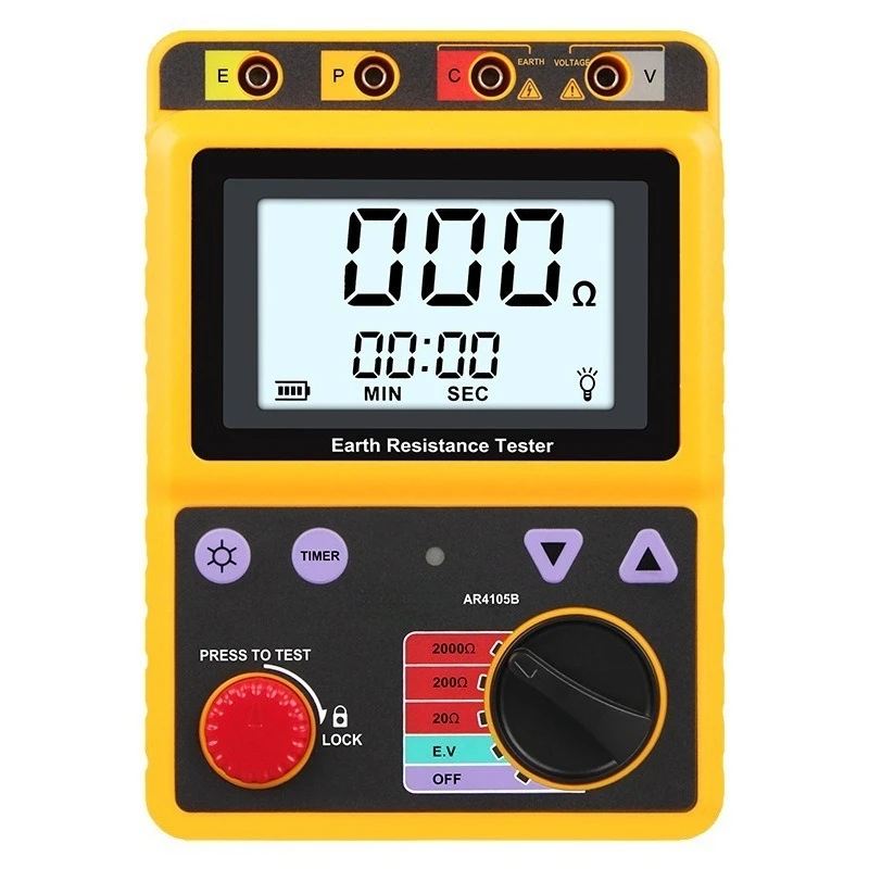 Digital Earth Resistance Tester AR4105A Lightning Protection Ground Meter
Digital Earth Resistance Tester AR4105A Lightning Protection Ground Meter