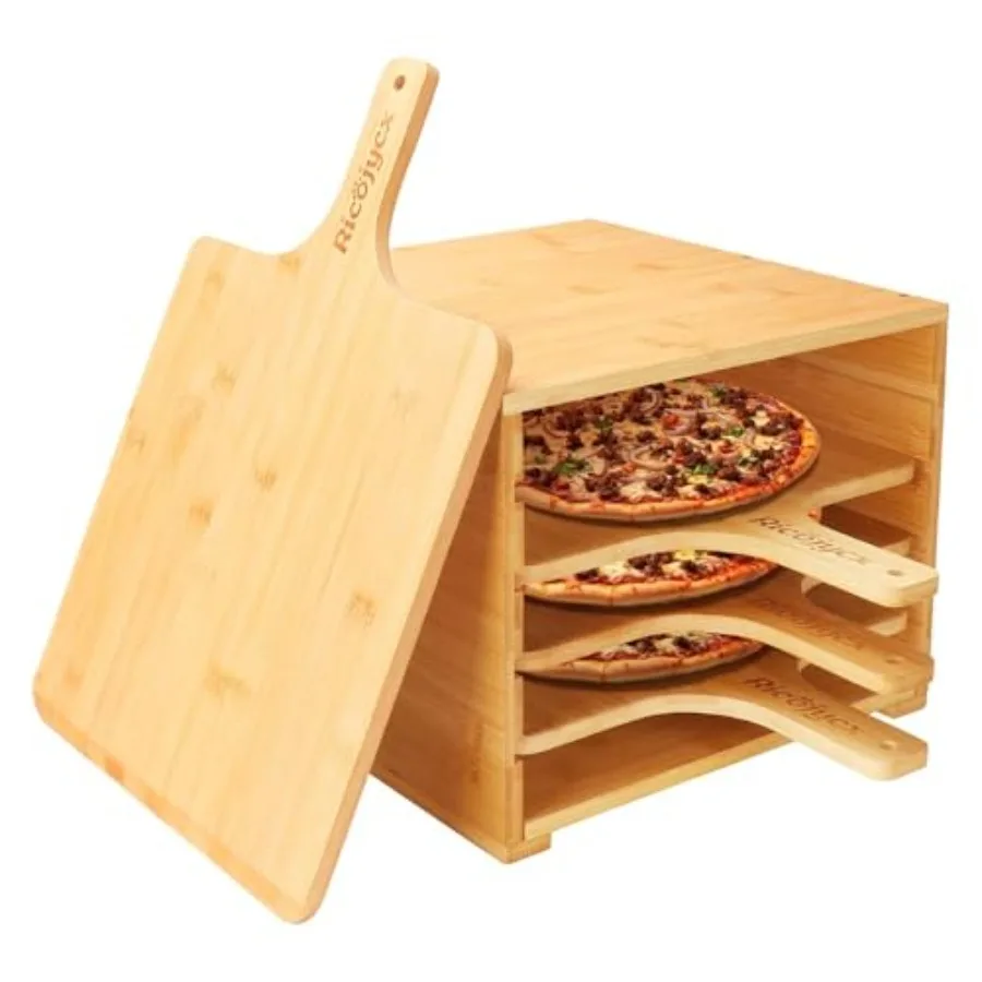 4-Pack Square 12 Inch Bamboo Pizza Peel Set with Storage Rack Non-Stick Pizza Paddle Board with Extended Handle for Baking Pizz
4-Pack Square 12 Inch Bamboo Pizza Peel Set with Storage Rack Non-Stick Pizza Paddle Board with Extended Handle for Baking Pizz
