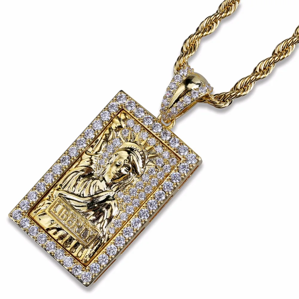 Bling Золотая Статуя Свободы Квадратные Подвески Ожерелья для Мужчин Собачья Бирка Медный Проложенный CZ Кристалл Ice Out Хип-Хоп Рэпер Ювелирные Изделия
Bling Золотая Статуя Свободы Квадратные Подвески Ожерелья для Мужчин Собачья Бирка Медный Проложенный CZ Кристалл Ice Out Хип-Хоп Рэпер Ювелирные Изделия