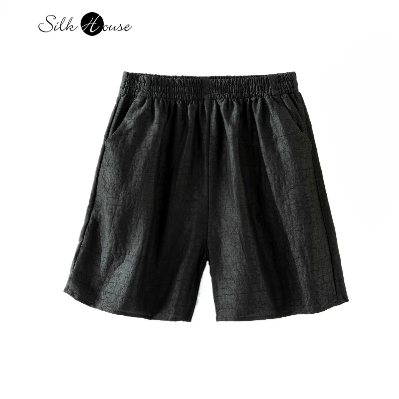 2025 Women's Casual Summer New 100% Natural Mulberry Silk Black Gambiered Guangdong Gauze Elastic Waist Simple Versatile Shorts
2025 Women's Casual Summer New 100% Natural Mulberry Silk Black Gambiered Guangdong Gauze Elastic Waist Simple Versatile Shorts