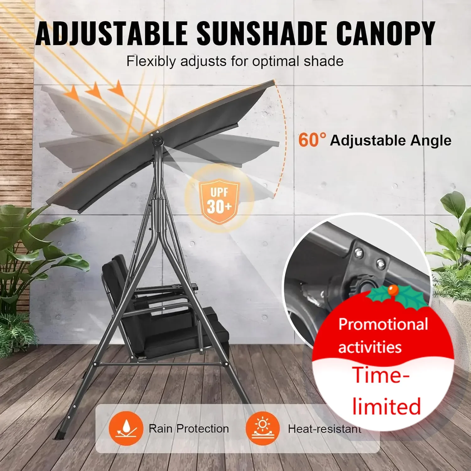 Hot Sold2-Seat Patio Swing Chair, Outdoor Patio Swing with Adjustable Canopy, Porch Swing with Storage Bag and Rotating Tray
Hot Sold2-Seat Patio Swing Chair, Outdoor Patio Swing with Adjustable Canopy, Porch Swing with Storage Bag and Rotating Tray