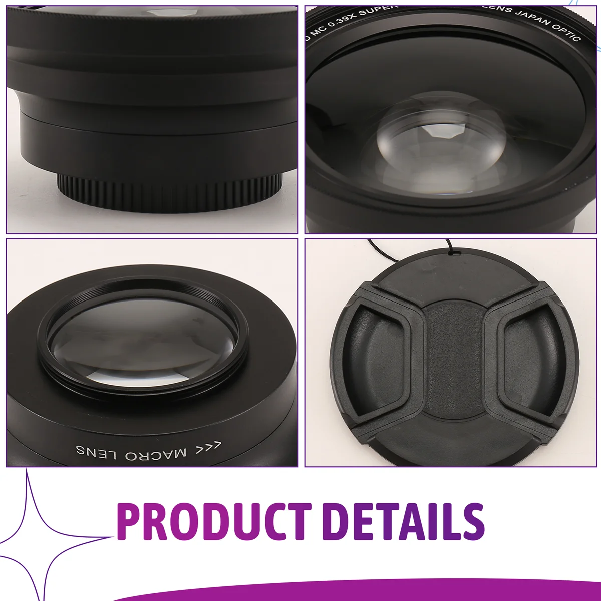 B57A Professional 37mm Macro+72mm Wide Angle Lens 0.39X Full HD for 4K Camcorder
B57A Professional 37mm Macro+72mm Wide Angle Lens 0.39X Full HD for 4K Camcorder