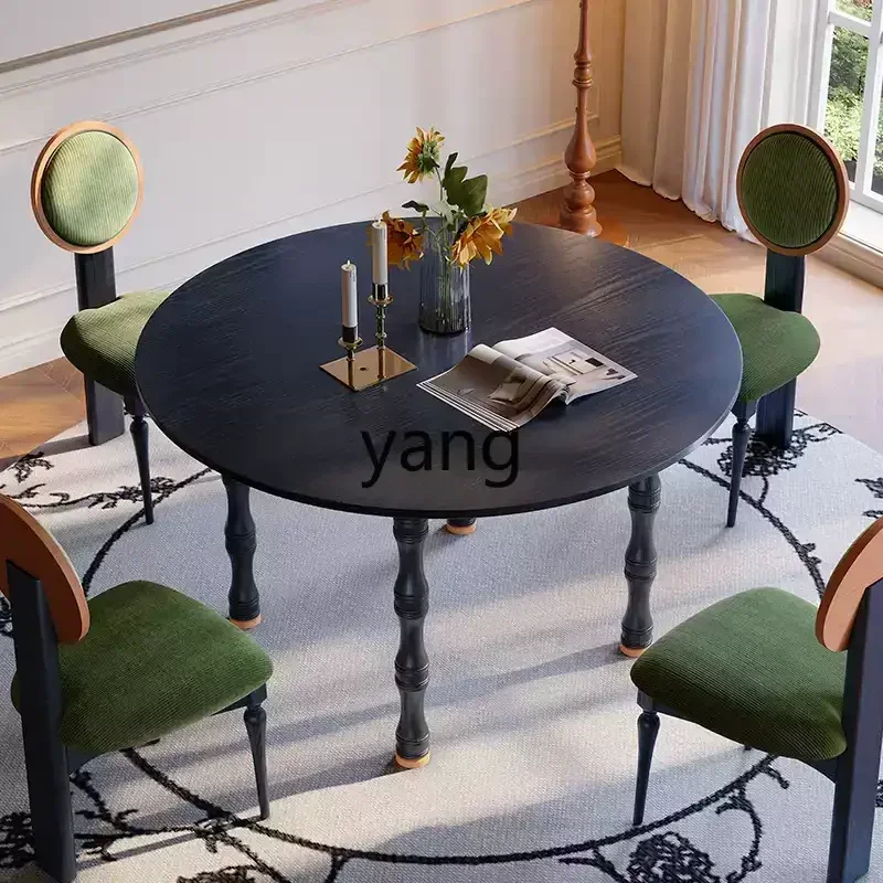LH round solid wood dining table small apartment household retro style black ash wood dining table and chairs combination
LH round solid wood dining table small apartment household retro style black ash wood dining table and chairs combination