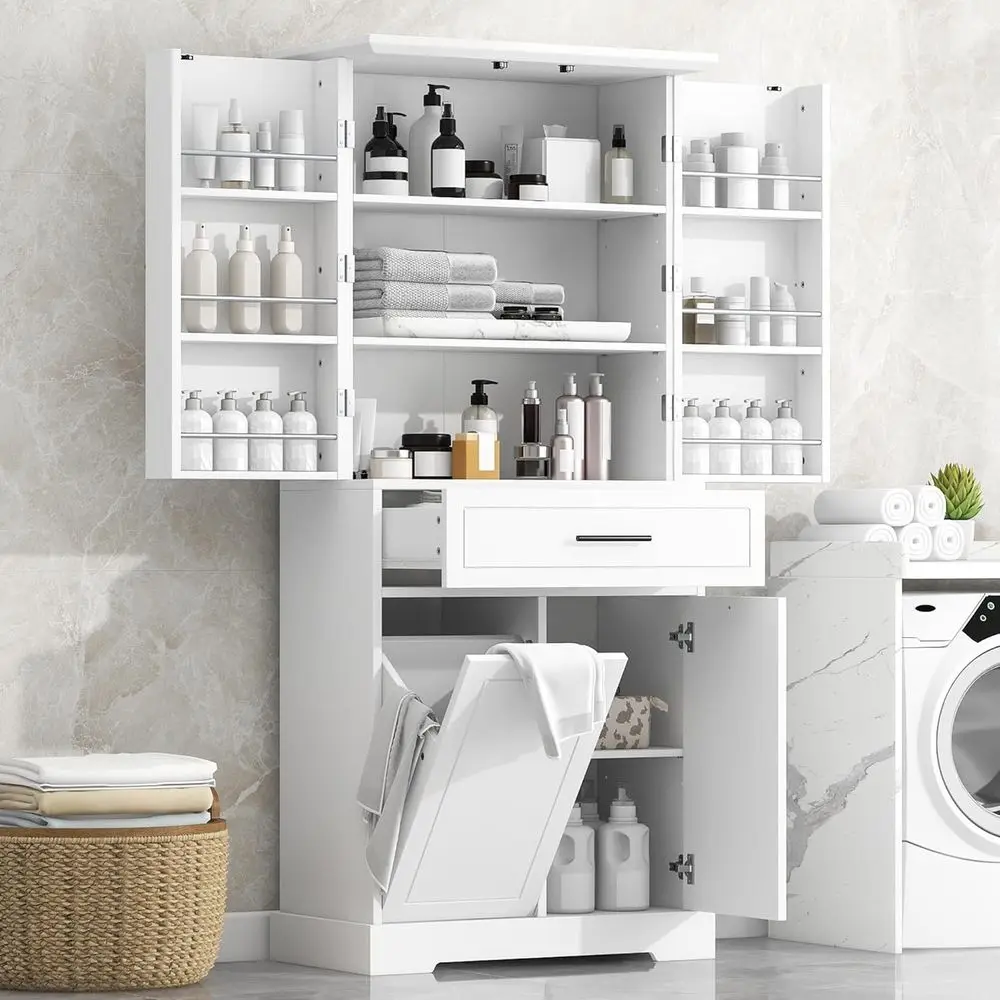 72-Inch Tall Wooden Freestanding Bathroom Storage Cabinet with Adjustable Shelves and Drawers for Organization
72-Inch Tall Wooden Freestanding Bathroom Storage Cabinet with Adjustable Shelves and Drawers for Organization