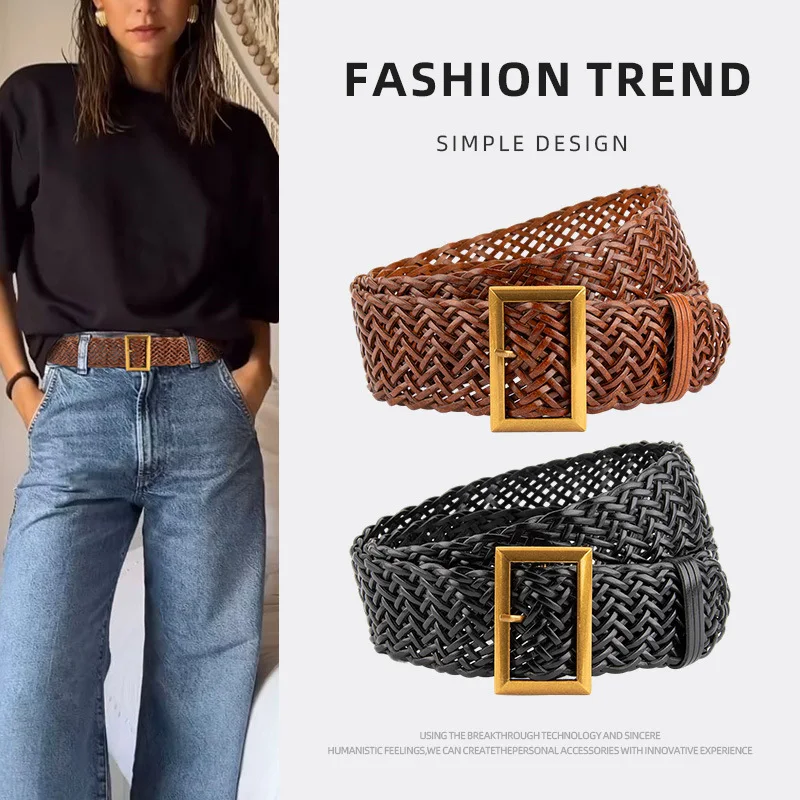 European and American French ins woven belt, women's retro alloy buckle dress, belt, casual women's waistband, cross-border
European and American French ins woven belt, women's retro alloy buckle dress, belt, casual women's waistband, cross-border
