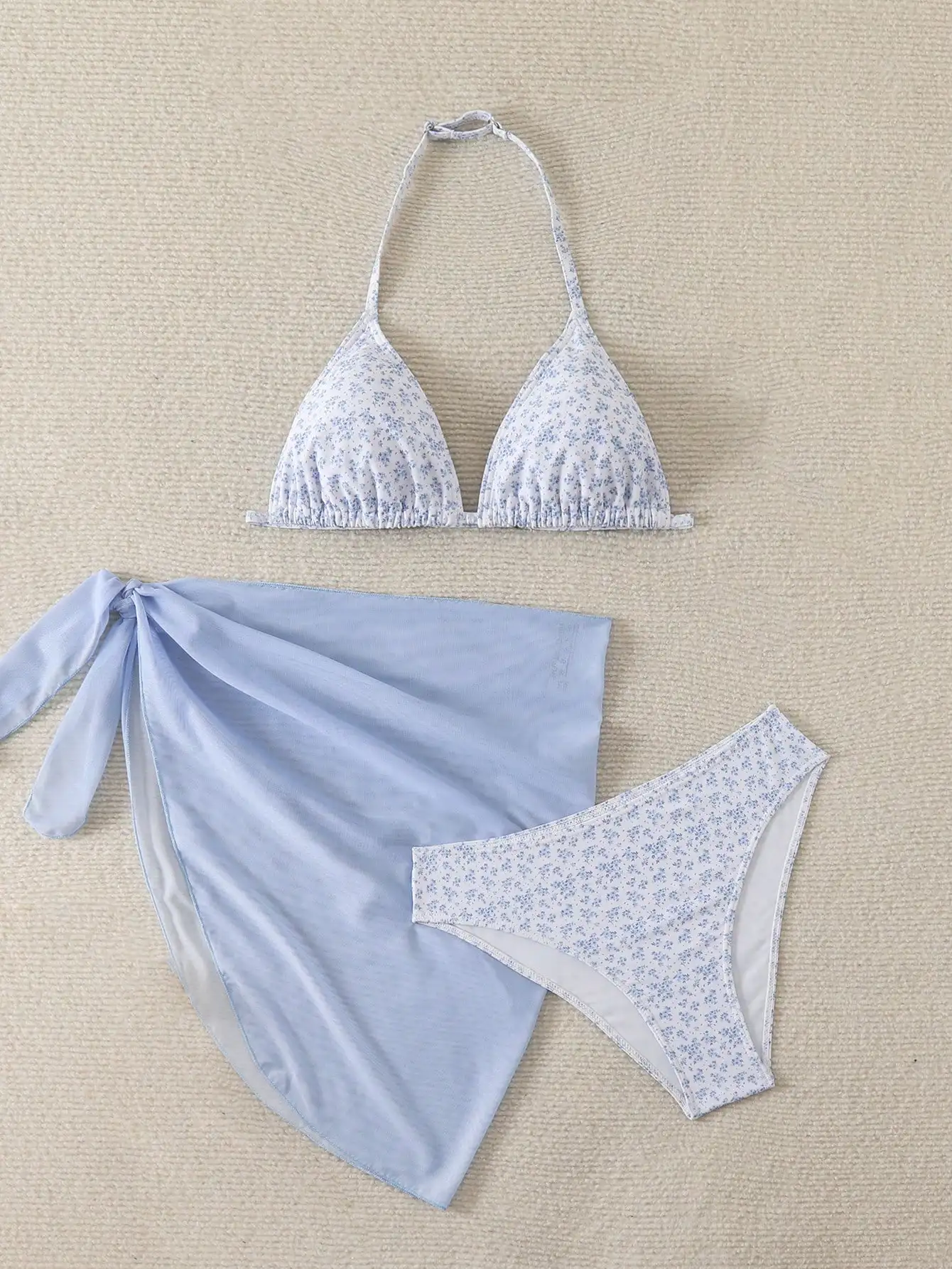 3pcs Floral Bikini Set With Sarong Skirt Beach Vacation Swimwear
3pcs Floral Bikini Set With Sarong Skirt Beach Vacation Swimwear