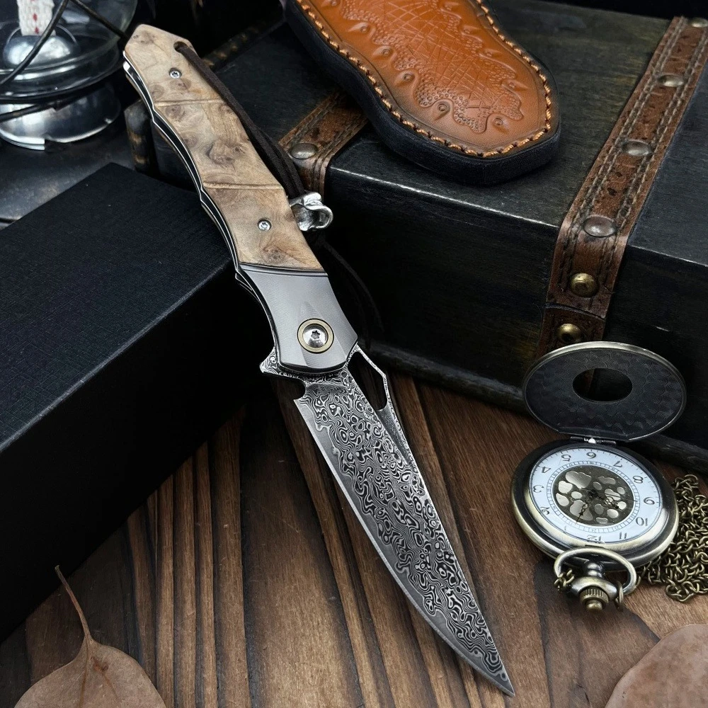 Outdoor Combat Pocket Knife Popular Multi-tool Knives Damascus Blade White Shadow Wood Handle High Hardness EDC Folding Knife
Outdoor Combat Pocket Knife Popular Multi-tool Knives Damascus Blade White Shadow Wood Handle High Hardness EDC Folding Knife