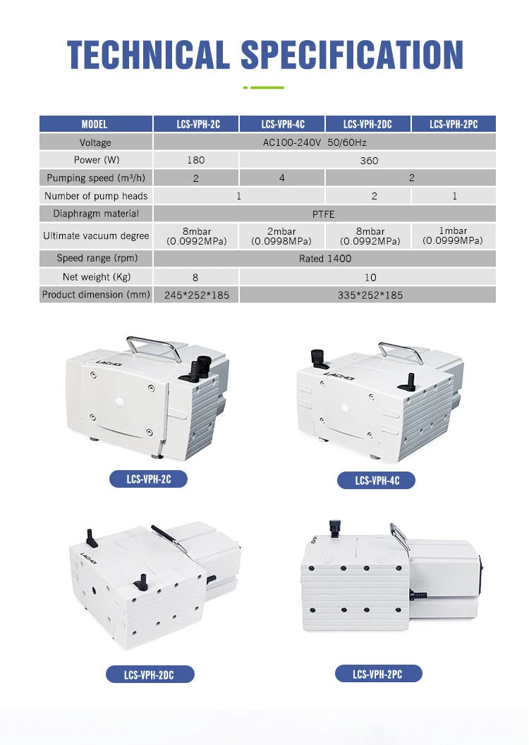 2026 New 100-240V Laboratory Instrument 1mbar PTFE High Resistant Oil Free Diaphragm Vacuum Pump
2026 New 100-240V Laboratory Instrument 1mbar PTFE High Resistant Oil Free Diaphragm Vacuum Pump