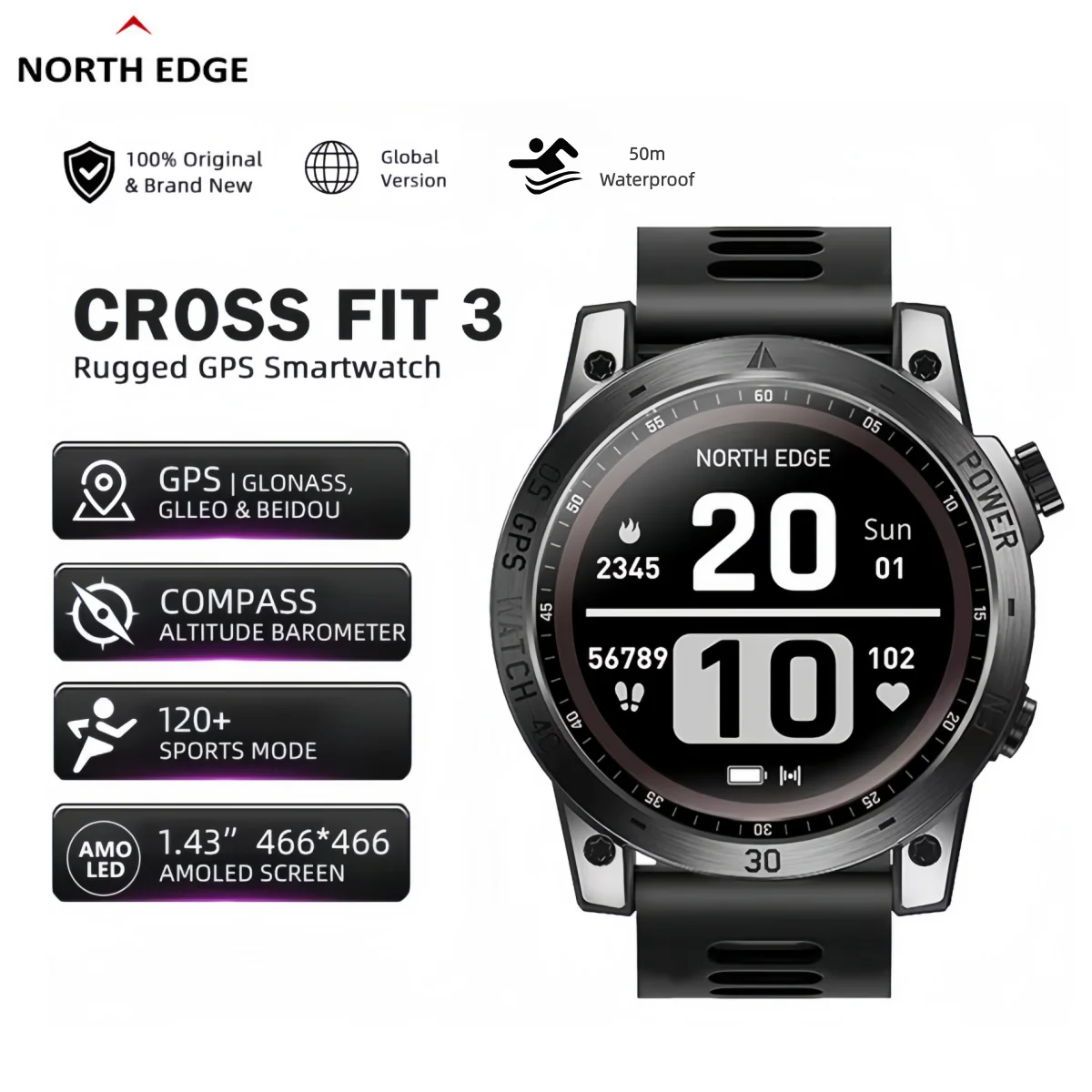 NORTH EDGE Professional Outdoor Sports Smart Watch Men GPS Bluetooth Health Monitoring 50M ATM Dive Swimming Fitness Tacker
NORTH EDGE Professional Outdoor Sports Smart Watch Men GPS Bluetooth Health Monitoring 50M ATM Dive Swimming Fitness Tacker