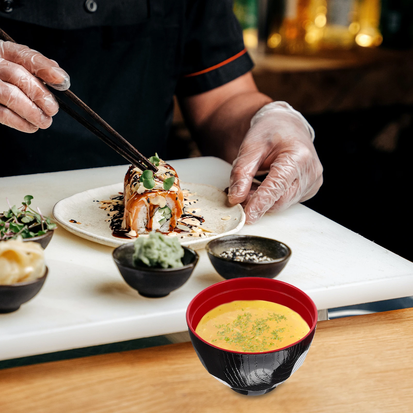1 set Miso Soup Japanese Style Covered Restaurant Pho Serving Bowls with Lid Bowl With Lid Melamine Material Warm Food
1 set Miso Soup Japanese Style Covered Restaurant Pho Serving Bowls with Lid Bowl With Lid Melamine Material Warm Food