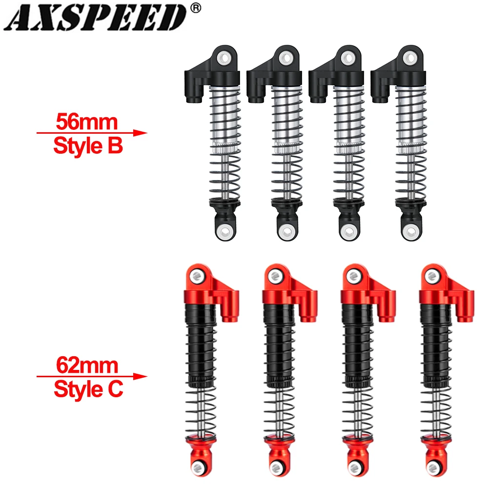 AXSPEED 4 шт. 56/62 мм металлические амортизаторы для 1/18 TRX4M TRX-4M Bronco Defender K10 F150 RC, детали для обновления альпинистского автомобиля
AXSPEED 4 шт. 56/62 мм металлические амортизаторы для 1/18 TRX4M TRX-4M Bronco Defender K10 F150 RC, детали для обновления альпинистского автомобиля