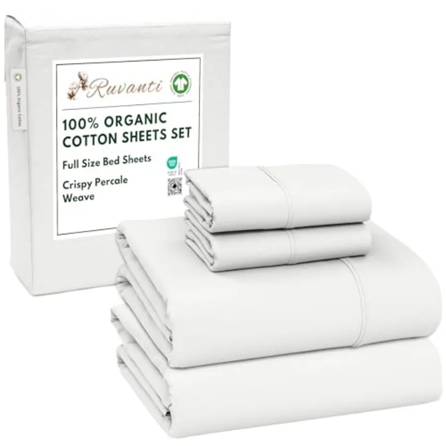 100% Cotton Organic Sheets Size, Percale Weave, GOTS Certified, 4-Piece Bedding Set, Deep Pocket 15", St and Durable
100% Cotton Organic Sheets Size, Percale Weave, GOTS Certified, 4-Piece Bedding Set, Deep Pocket 15", St and Durable