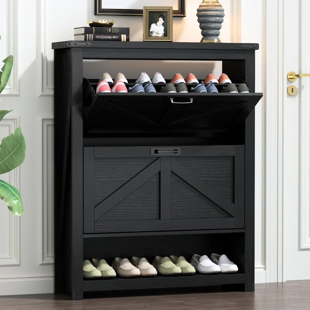 Farmhouse Shoe Cabinet,Free Standing Tipping Bucket Shoe Rack Organizer with 2 Flip Drawers,Entryway Narrow Shoe Storage
Farmhouse Shoe Cabinet,Free Standing Tipping Bucket Shoe Rack Organizer with 2 Flip Drawers,Entryway Narrow Shoe Storage