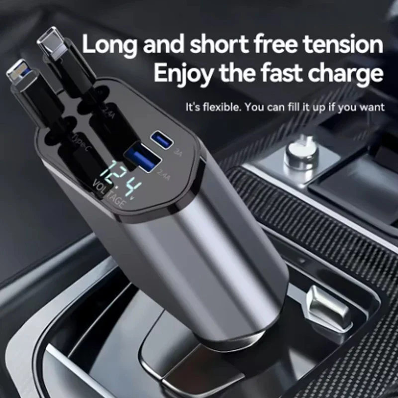 4 in 1 120W Car Charger Retractable Car Cigarette Lighter Adapter Fast Charger Cable For IPhone IPad Xiaomi Huawei Samsung
4 in 1 120W Car Charger Retractable Car Cigarette Lighter Adapter Fast Charger Cable For IPhone IPad Xiaomi Huawei Samsung