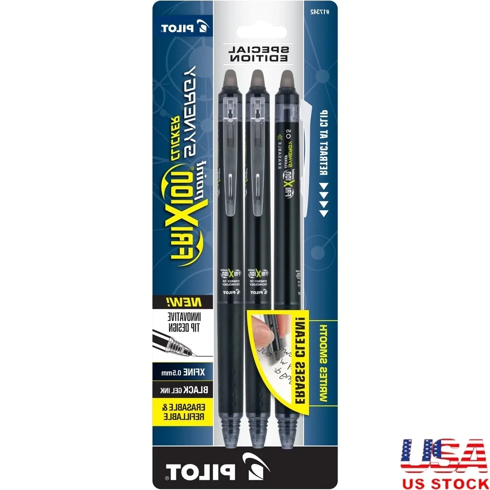 Erasable Gel Pens Extra Fine Point Black Ink 3 Pack Retractable Precision Writing Thermo-Sensitive Ink Ideal Editing Lists
Erasable Gel Pens Extra Fine Point Black Ink 3 Pack Retractable Precision Writing Thermo-Sensitive Ink Ideal Editing Lists