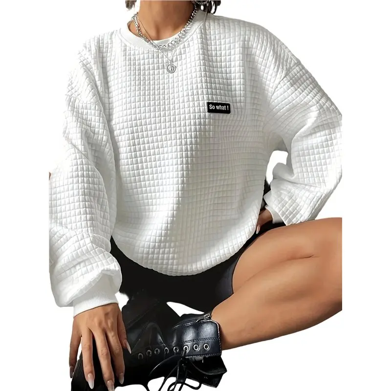 CYL-Female Oversized Sweatshirt Fashion Crewneck Long Sleeve Pullover Waffle Knit Tops Fall Trendy Clothes
CYL-Female Oversized Sweatshirt Fashion Crewneck Long Sleeve Pullover Waffle Knit Tops Fall Trendy Clothes