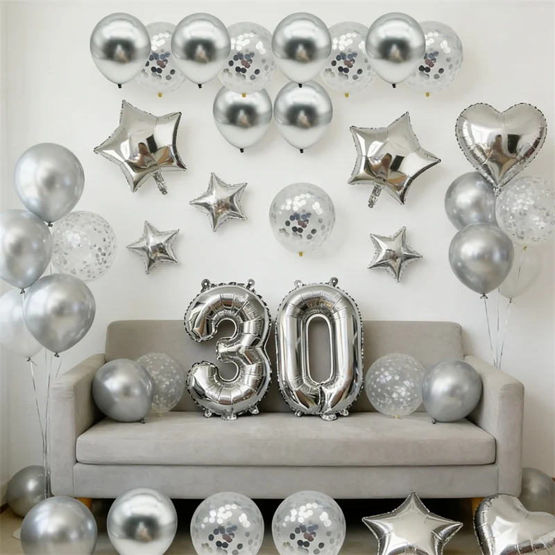 1Bag Silver 30th 40th 50th 60th Number Balloons Happy Birthday Party Decoration Adult 30 40 50 60 Year Birthday Balloon Supplies
1Bag Silver 30th 40th 50th 60th Number Balloons Happy Birthday Party Decoration Adult 30 40 50 60 Year Birthday Balloon Supplies
