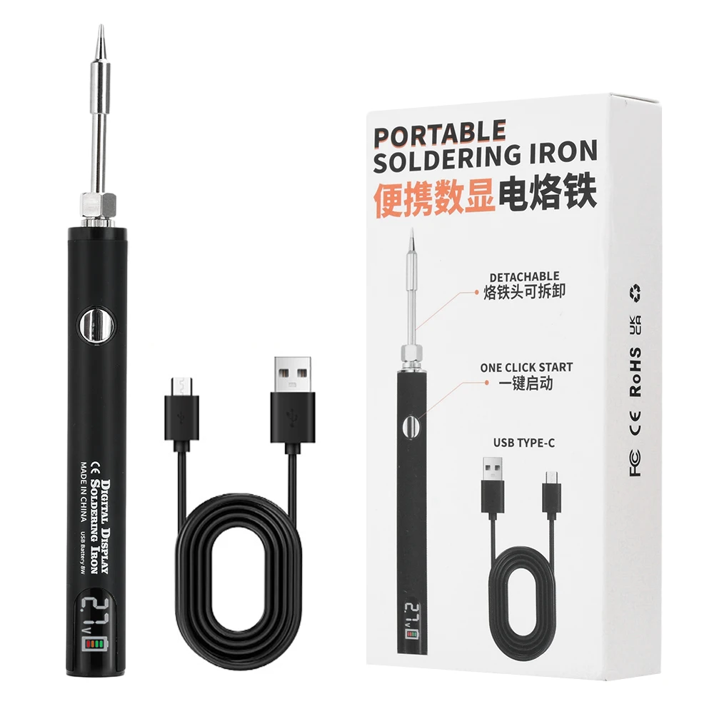 Adjustable Digital 510 Electric Soldering Iron Battery Voltage Portable Design Battery 650MAH Mini Soldering Iron Welding Kit
Adjustable Digital 510 Electric Soldering Iron Battery Voltage Portable Design Battery 650MAH Mini Soldering Iron Welding Kit