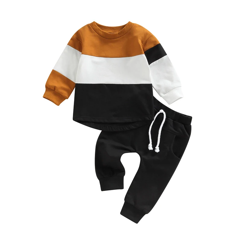 Toddler Kids Boys 2 Pieces Outfits Contrast Color Round Neck Long Sleeve Tops Solid Color Long Pants Set
Toddler Kids Boys 2 Pieces Outfits Contrast Color Round Neck Long Sleeve Tops Solid Color Long Pants Set