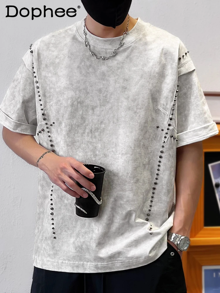 Men's 2025 Summer New Fashion Tie-dye Trendy Tees Male Short-sleeve Round Neck Handsome T-shirts Trendy Loose Comfort Rivet Tops
Men's 2025 Summer New Fashion Tie-dye Trendy Tees Male Short-sleeve Round Neck Handsome T-shirts Trendy Loose Comfort Rivet Tops