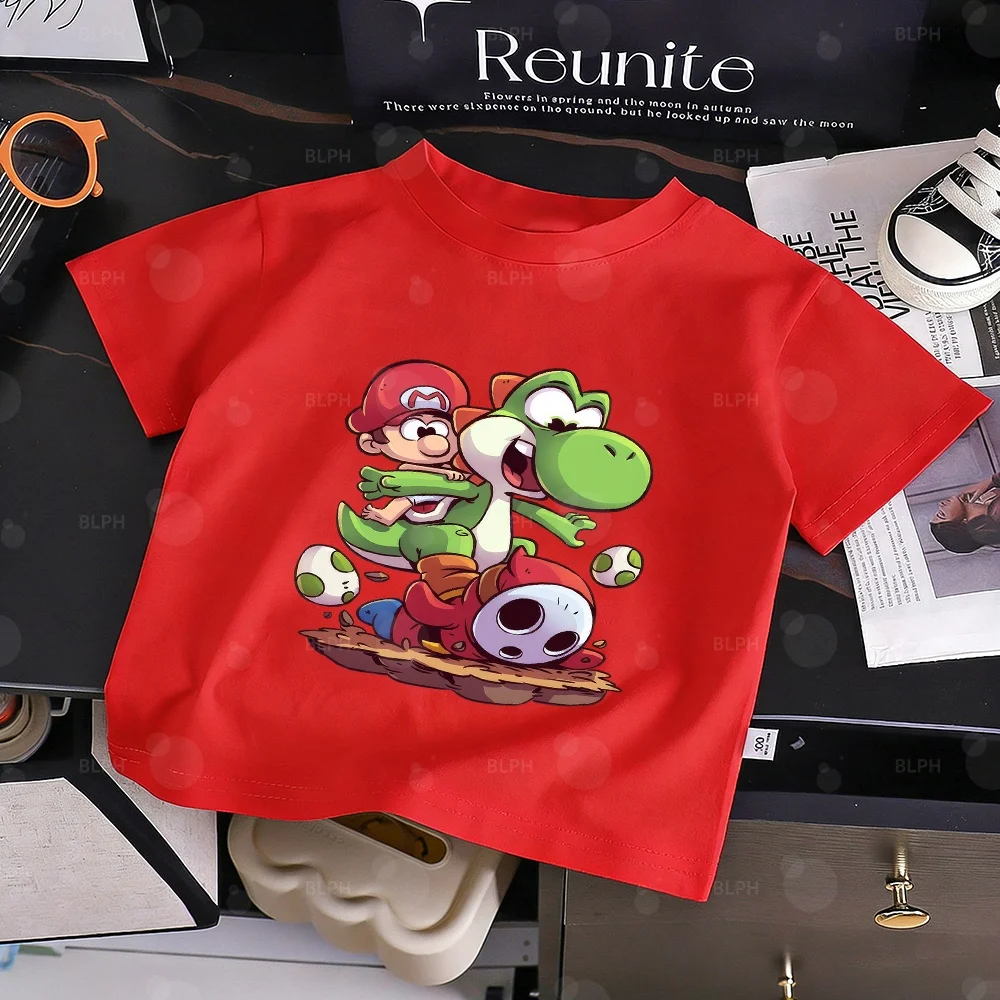 Kids Mario Yoshi Cute Cartoon Printed T-shirt Boys Girls Soft Comfortable Summer Casual Short Sleeve Tee Children Fashion Tops
Kids Mario Yoshi Cute Cartoon Printed T-shirt Boys Girls Soft Comfortable Summer Casual Short Sleeve Tee Children Fashion Tops