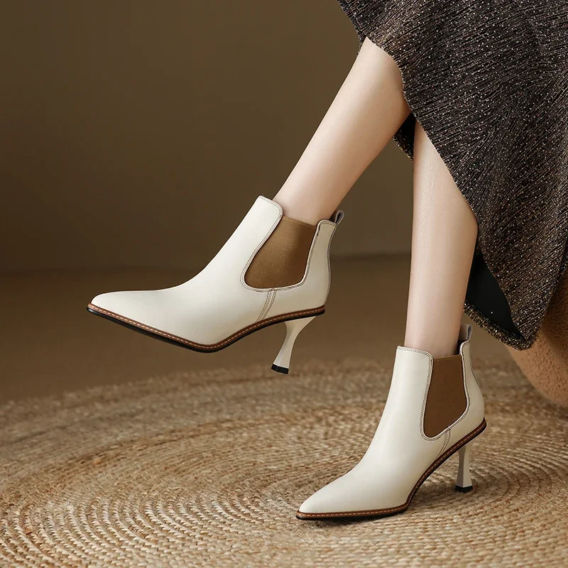 NEW Autumn/Winter Women Boots Pointed Toe Thin Heel Shoes Split Leather Shoes for Women Slip-on Ankle Boots Elegant Modern Boots
NEW Autumn/Winter Women Boots Pointed Toe Thin Heel Shoes Split Leather Shoes for Women Slip-on Ankle Boots Elegant Modern Boots