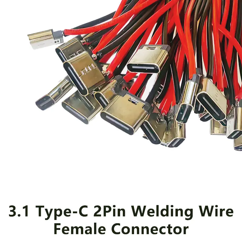 3.1 Type-C 2Pin Welding Wire Female Connector For Phone DIY Charging Port Charging Line Plug Cable Adapter Repair Parts 
3.1 Type-C 2Pin Welding Wire Female Connector For Phone DIY Charging Port Charging Line Plug Cable Adapter Repair Parts