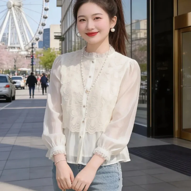 Women's Lace Ruffle Collar Blouse Long Sleeve Fake Two-Piece Elegant Casual Top
Women's Lace Ruffle Collar Blouse Long Sleeve Fake Two-Piece Elegant Casual Top