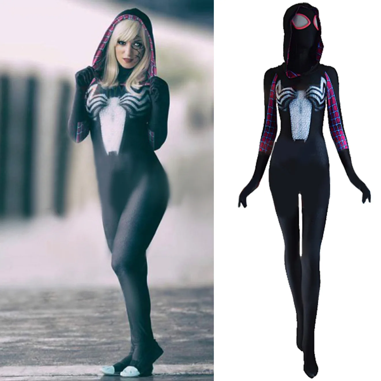 Spider Gwen Stacy Cosplay Gwen Venom Symbiote Costume 3D Print Spandex Bodysuit Superhero Halloween Costume for Adult Female
Spider Gwen Stacy Cosplay Gwen Venom Symbiote Costume 3D Print Spandex Bodysuit Superhero Halloween Costume for Adult Female