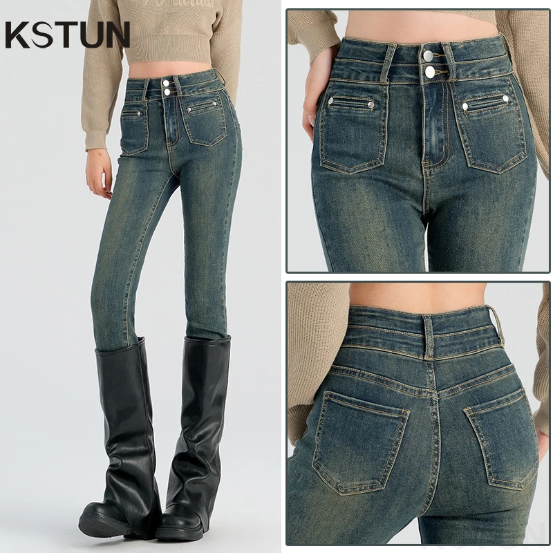 KSTUN 2026, весенние узкие джинсы, эластичные женские джинсовые брюки с высокой талией, двубортные брюки-карандаш, женские шикарные леггинсы
KSTUN 2026, весенние узкие джинсы, эластичные женские джинсовые брюки с высокой талией, двубортные брюки-карандаш, женские шикарные леггинсы