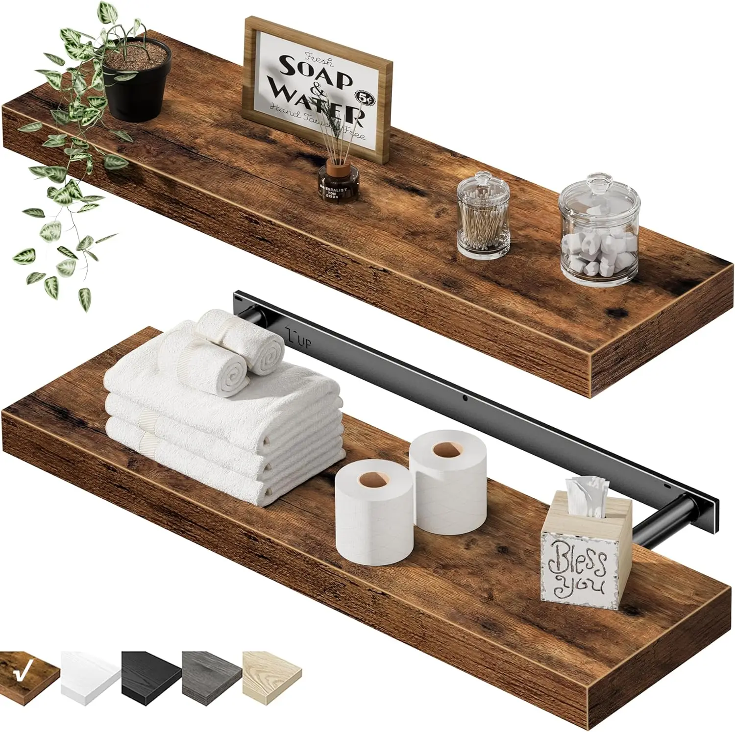 Floating Shelves for Wall 23.6" Long - Wall Mounted Shelf Bathroom Kitchen Living Room Bedroom Farmhouse Home Decor Dis
Floating Shelves for Wall 23.6" Long - Wall Mounted Shelf Bathroom Kitchen Living Room Bedroom Farmhouse Home Decor Dis