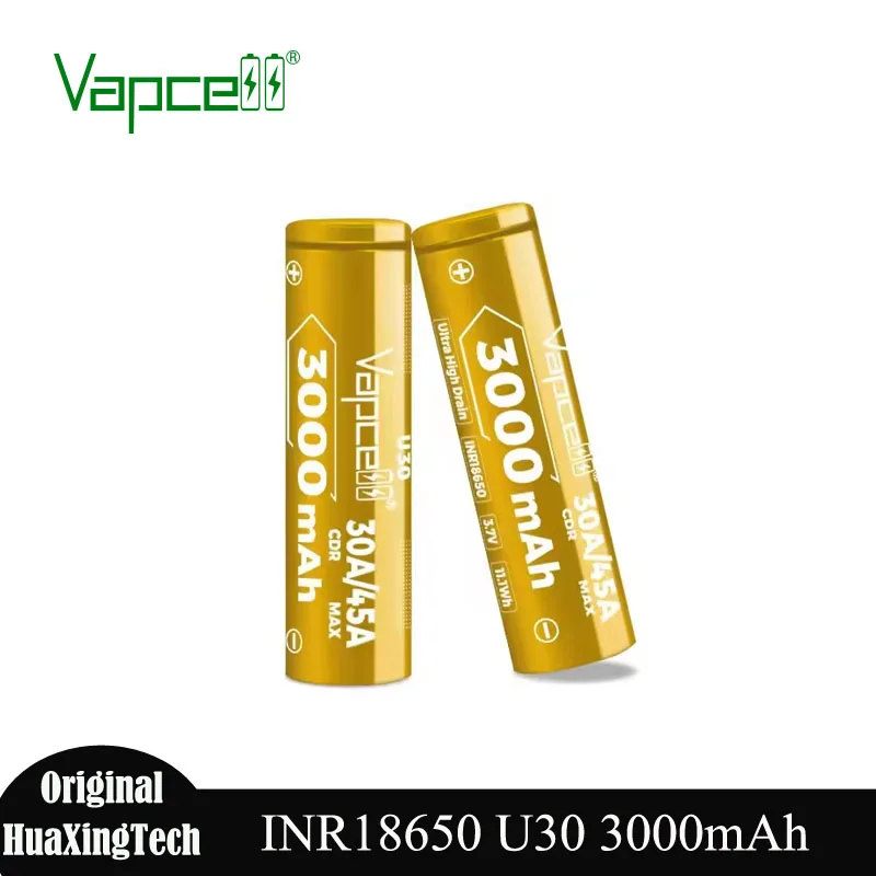 Original Vapcell U30 18650 3000mah Cylindrical Battery 30A/45A 3.7V 11.1Wh Rechargeable Lithium Batteries INR18650 for Toys
Original Vapcell U30 18650 3000mah Cylindrical Battery 30A/45A 3.7V 11.1Wh Rechargeable Lithium Batteries INR18650 for Toys