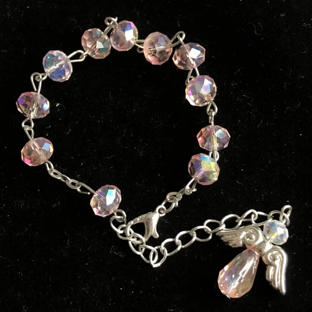 8pcs/pack AB coating 6*8mm crystal rosary bracelet,religious bangle, crystal bracelet with angel wing pendant
8pcs/pack AB coating 6*8mm crystal rosary bracelet,religious bangle, crystal bracelet with angel wing pendant