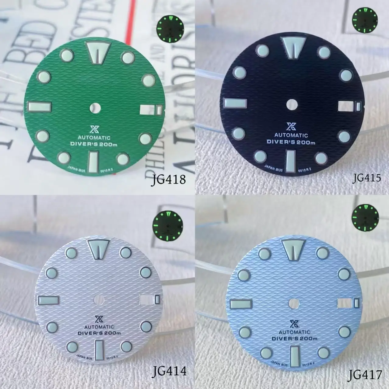 28.5mm S dial New Best-Selling Striped Green Glow-in-the-Dark Automatic Mechanical Dive Watch Bezel for 35 Movement Watch Access
28.5mm S dial New Best-Selling Striped Green Glow-in-the-Dark Automatic Mechanical Dive Watch Bezel for 35 Movement Watch Access