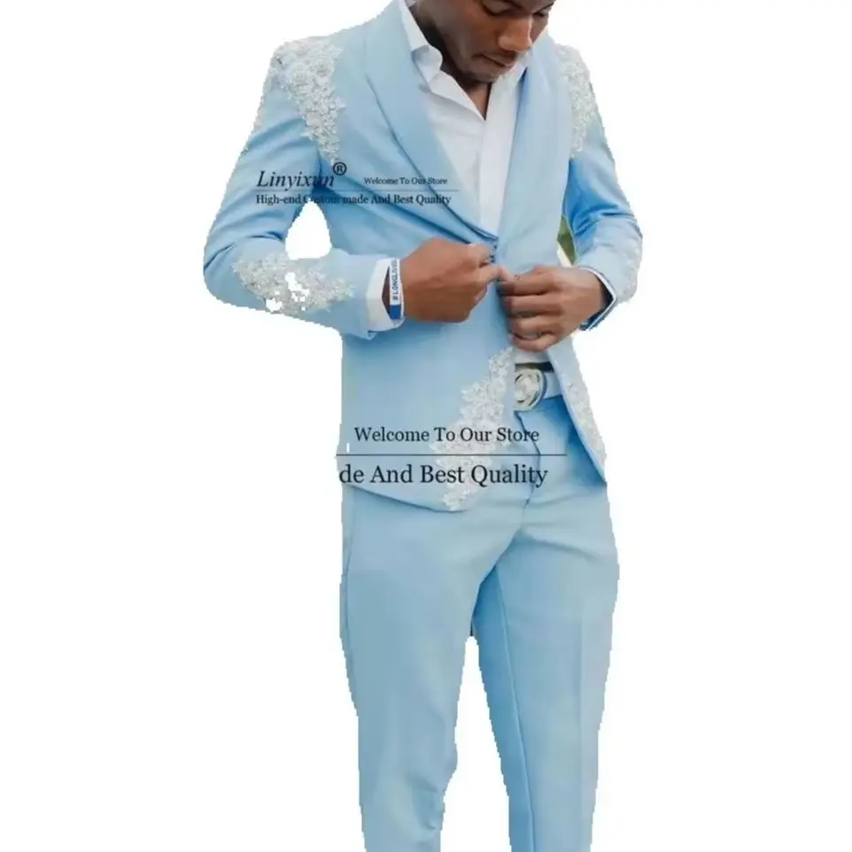Sparkly Appliques Beads Men Suit Shawl Lapel Groom Wedding Tuxedo 2 Pieces Set Formal Party Prom Blazer Customized Costume Homme
Sparkly Appliques Beads Men Suit Shawl Lapel Groom Wedding Tuxedo 2 Pieces Set Formal Party Prom Blazer Customized Costume Homme