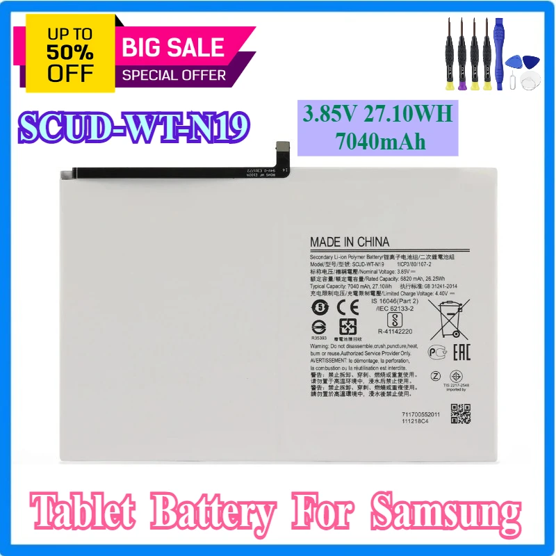 SCUD-WT-N19 Tablet Battery For Samsung Galaxy Tab A7 10.4 2020 10.4" SM-T500 SM-T505 SM-T500N SM-T505N SM-T503 SM-T507
SCUD-WT-N19 Tablet Battery For Samsung Galaxy Tab A7 10.4 2020 10.4" SM-T500 SM-T505 SM-T500N SM-T505N SM-T503 SM-T507